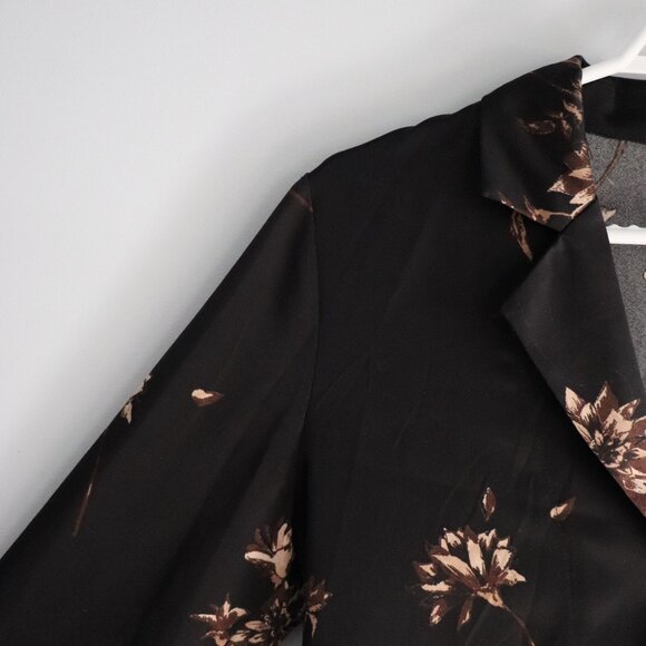 NWT Gentle Fawn Satin Black XS Simone Luxe Floral Buttoned V-Neck Office Blouse - Picture 3 of 14